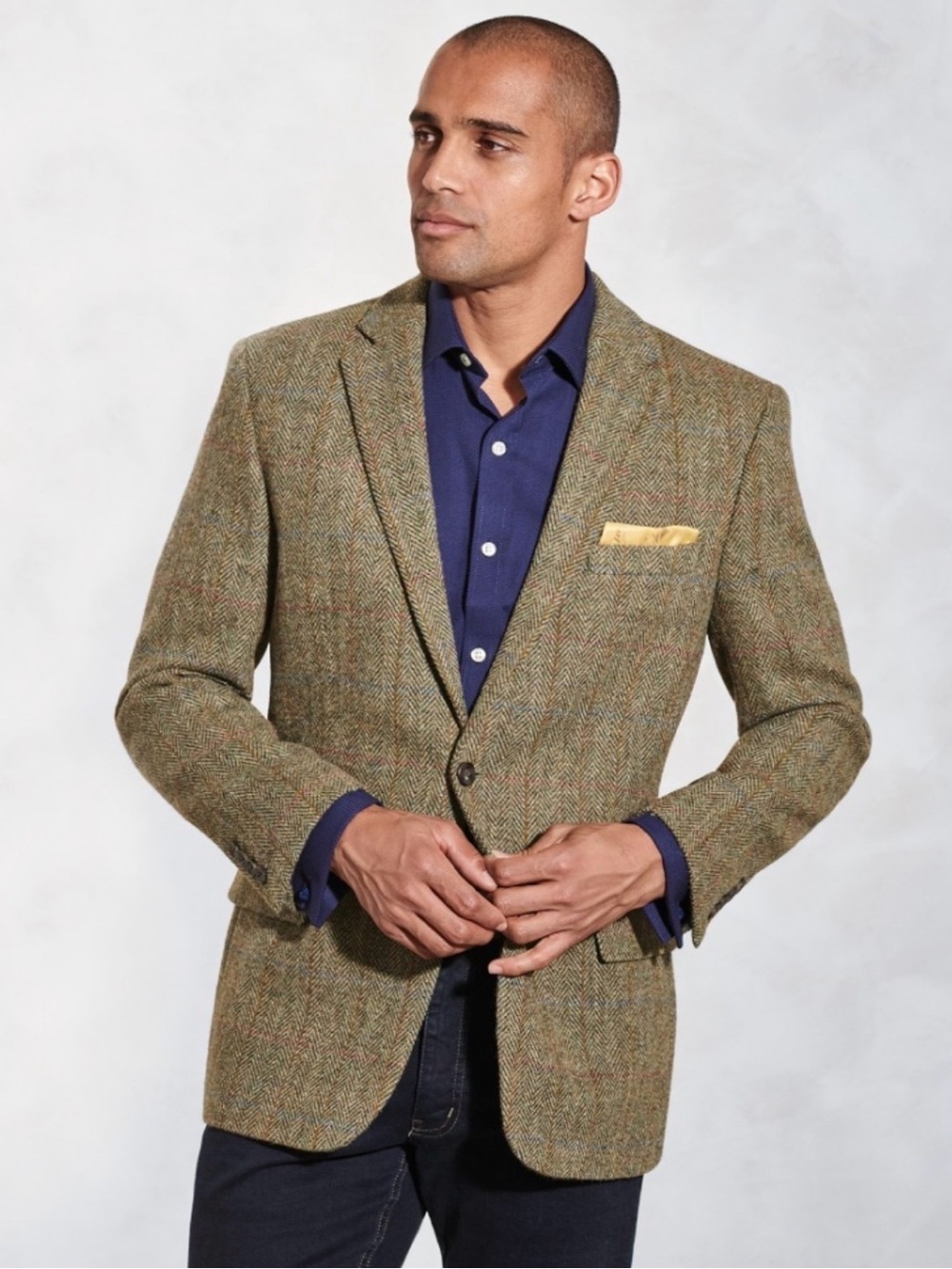 Stromay Jacket, Lovat Green Herringbone Overcheck Harris Tweed